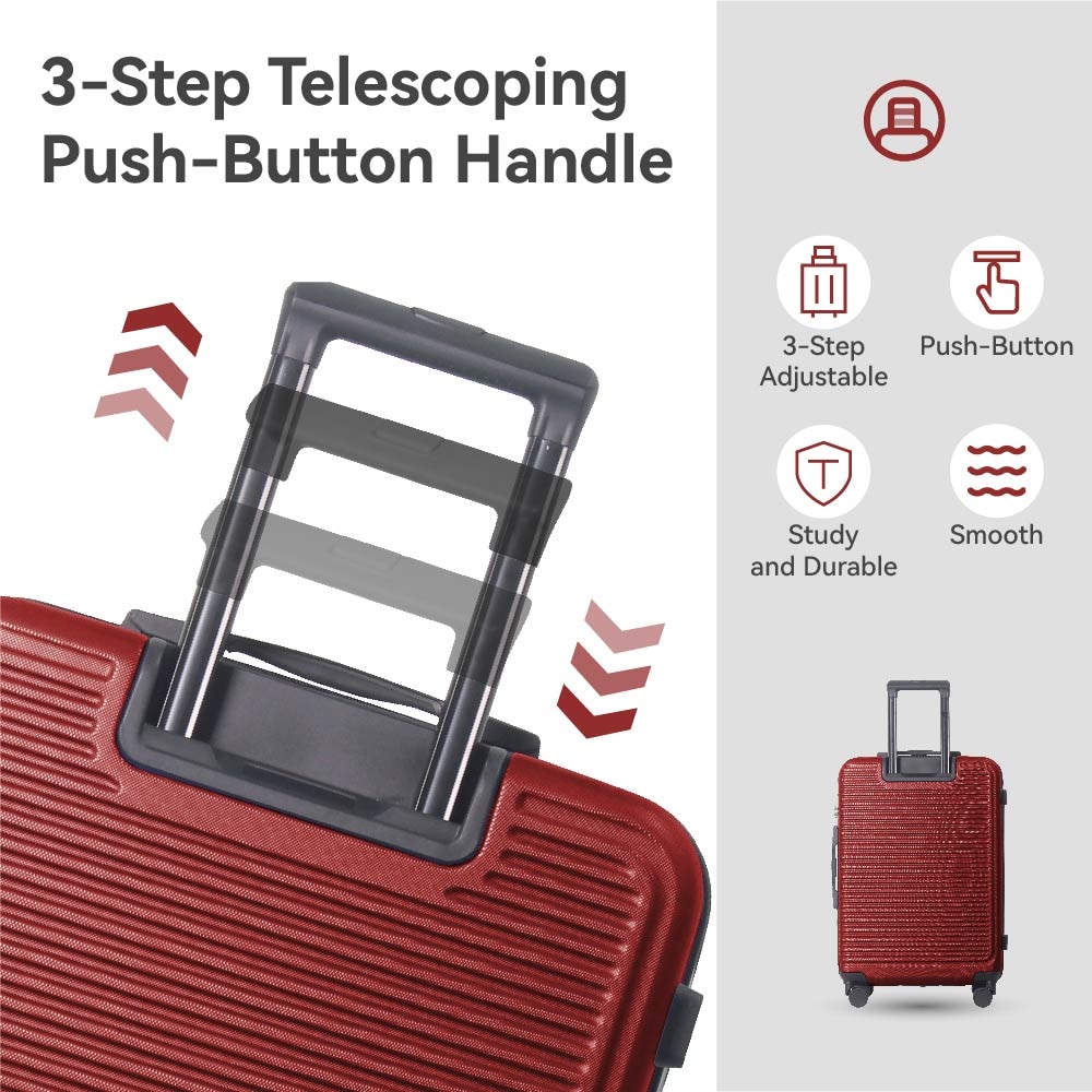 3 Piece Hardshell Luggage Set Lightweight Suitcase With Tsa Lock_voghion.com